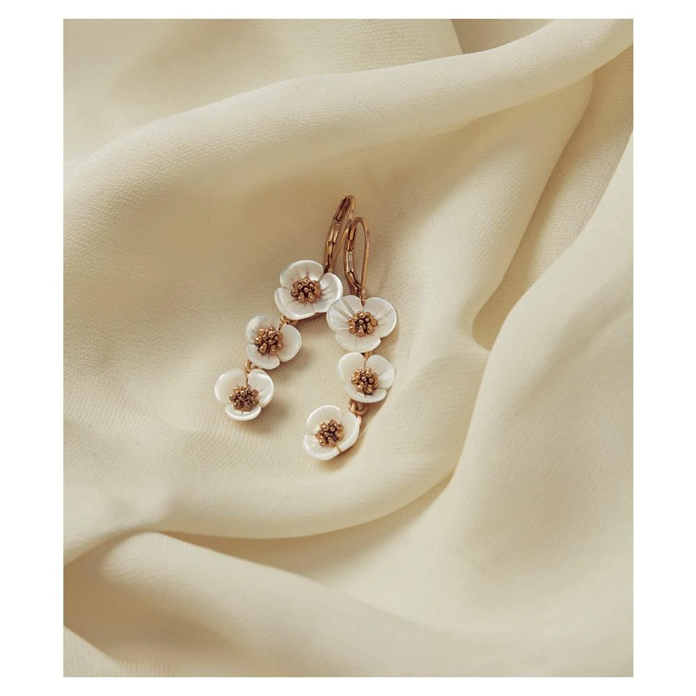 商品Lonna & Lilly|lonn & lilly Gold-Tone & Imitation Mother-of-Pearl Flower Linear Drop Earrings,价格¥209,第4张图片详细描述