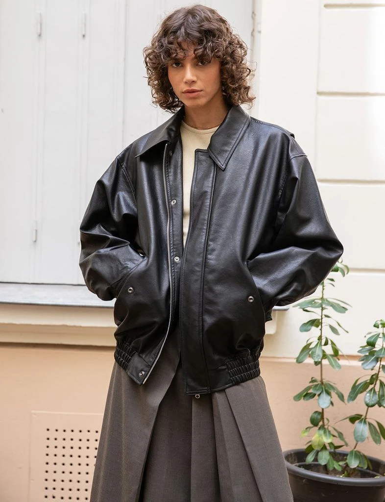 商品Pixie Market|Nash Oversized Leather Bomber Jacket-BESTSELLER,价格¥1871,第1张图片