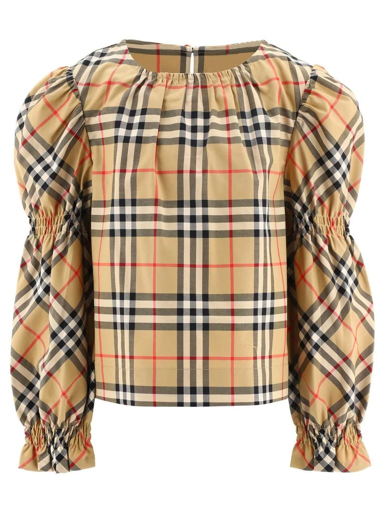 商品Burberry|Вurberry Kids Checked Puff-Sleeved Blouse,价格¥2012,第1张图片
