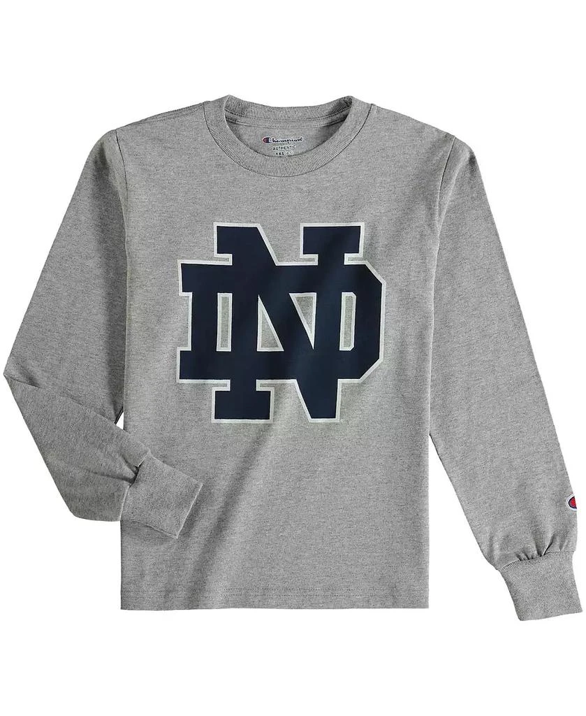 商品CHAMPION|Big Boys and Girls Heathered Gray Notre Dame Fighting Irish Primary Logo Long Sleeve T-shirt,价格¥228,第1张图片