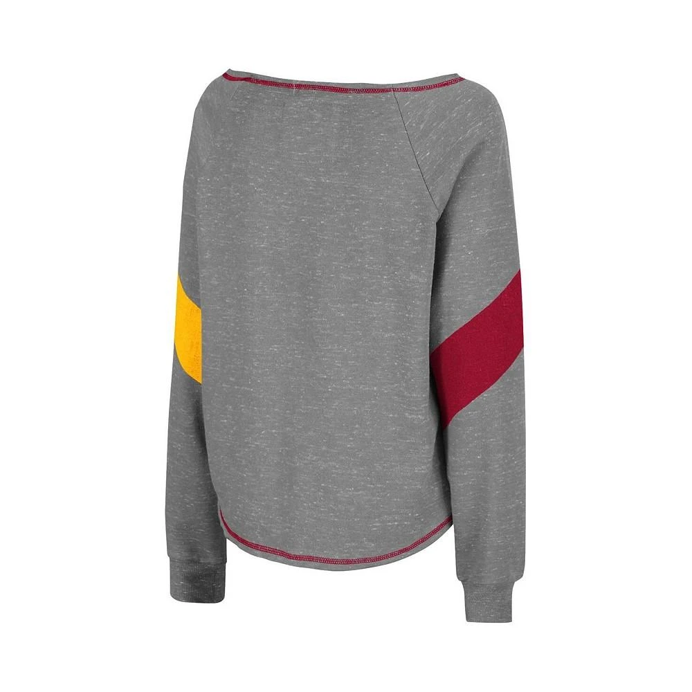 商品Colosseum|Women's Heather Gray Iowa State Cyclones Amped Chevron Stripe Raglan Boat Neck Pullover Sweatshirt,价格¥308,第2张图片详细描述