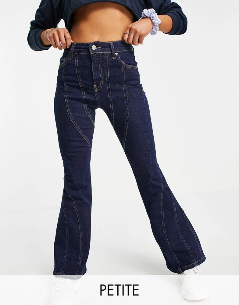 商品Topshop|Topshop Petite indigo curve flared Jamie jeans,价格¥260,第1张图片