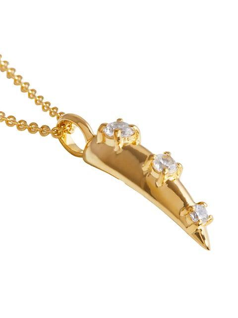 18K-Yellow-Gold Vermeil & Cubic Zirconia Small Claw Pendant Necklace商品第2张图片规格展示