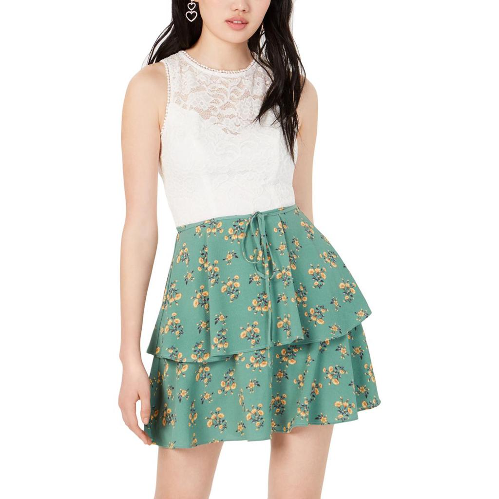 Teeze Me Womens Juniors Sleeveless Lace Mini Dress商品第1张图片规格展示