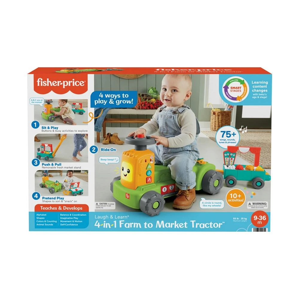 商品Fisher Price|Laugh Learn 4-in-1 Farm to Market Tractor Ride-on Learning Toy,价格¥259,第2张图片详细描述