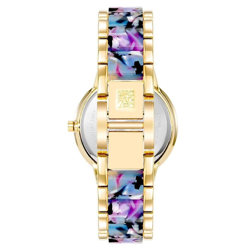 商品Anne Klein|Women's Three-Hand Quartz Rose Gold-Tone Alloy with Multi-Color Resin Bracelet Watch, 37mm,价格¥426,第3张图片详细描述