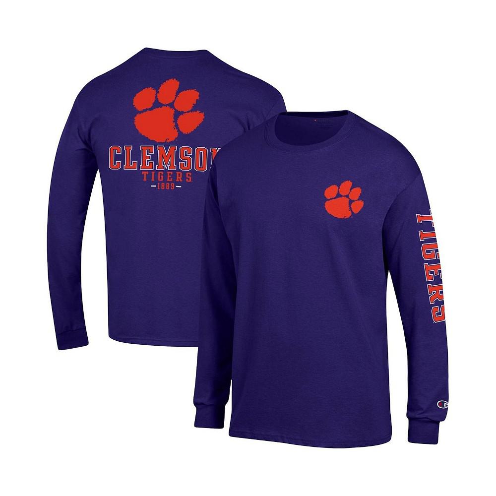 Men's Purple Clemson Tigers Team Stack Long Sleeve T-shirt商品第4张图片规格展示