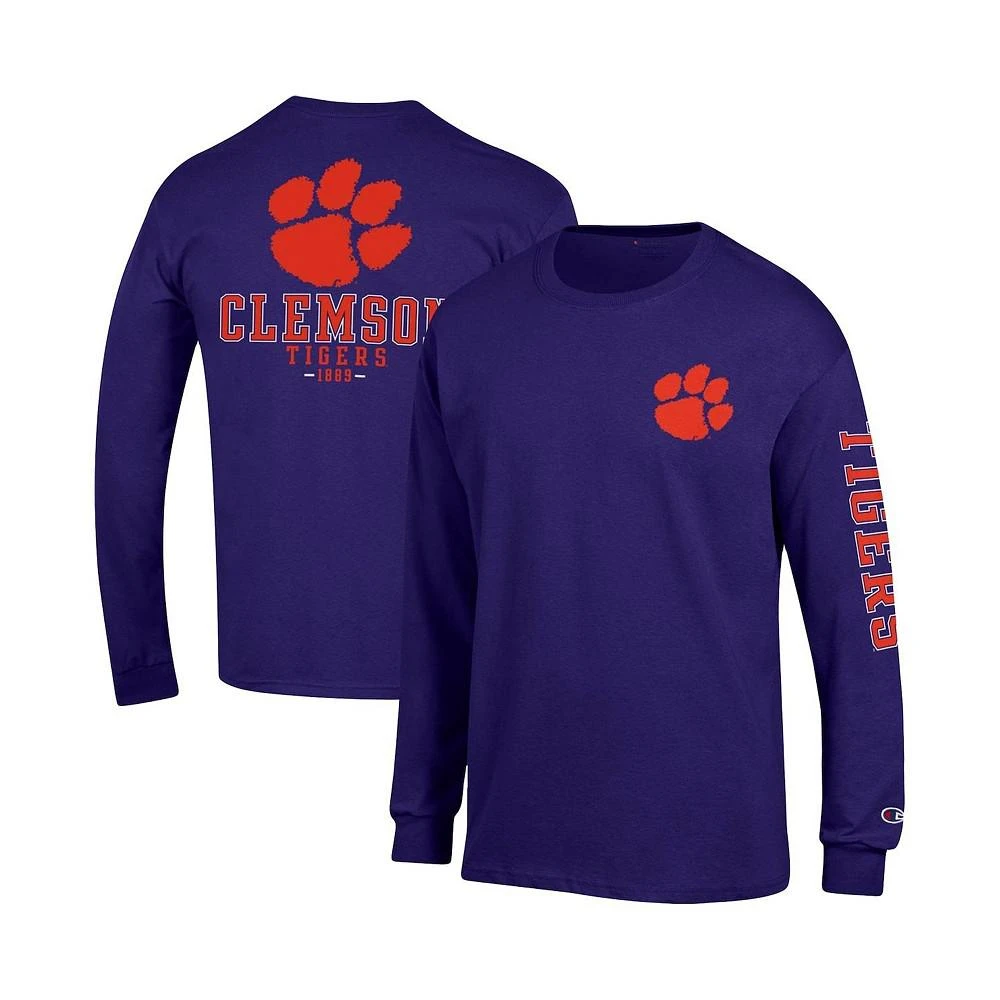 商品CHAMPION|Men's Purple Clemson Tigers Team Stack Long Sleeve T-shirt,价格¥225,第4张图片详细描述