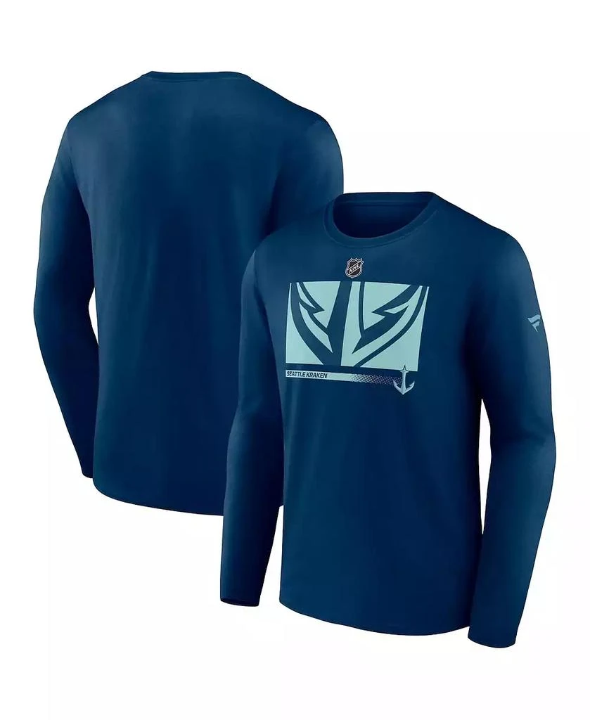 商品Fanatics|Men's Deep Sea Blue Seattle Kraken Authentic Pro Core Collection Secondary Long Sleeve T-Shirt,价格¥265,第1张图片