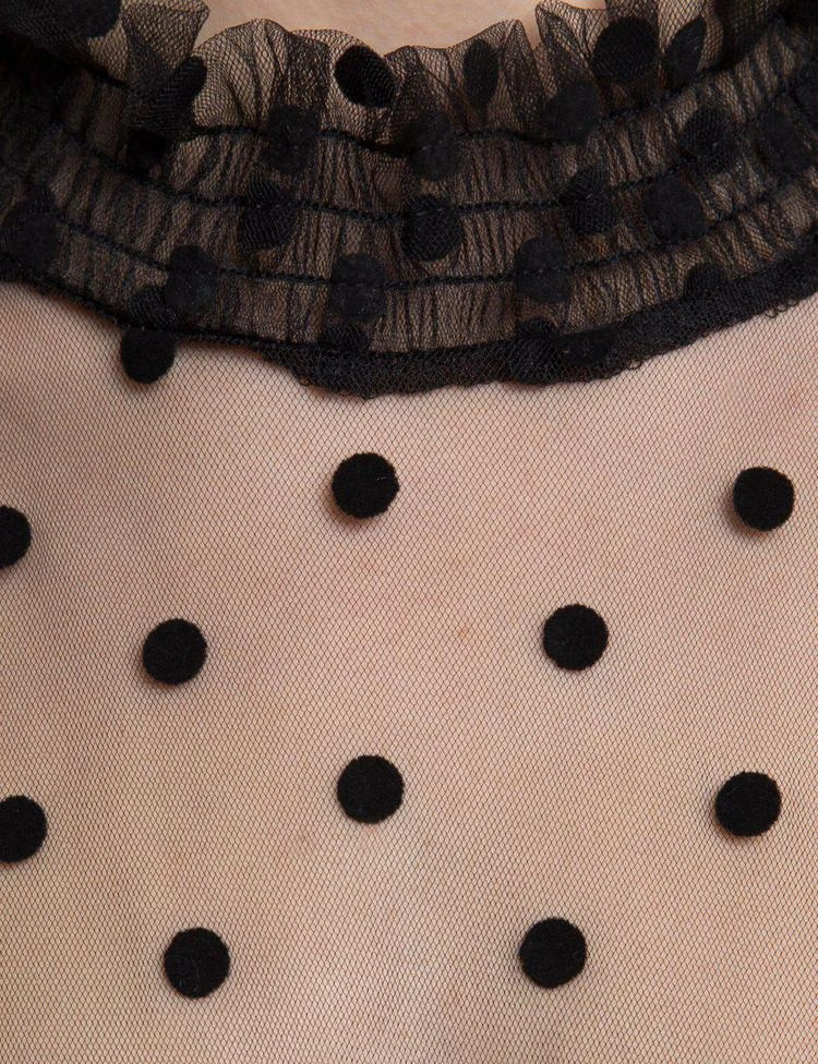 Black Sheer Polka Dot Mesh Top 商品