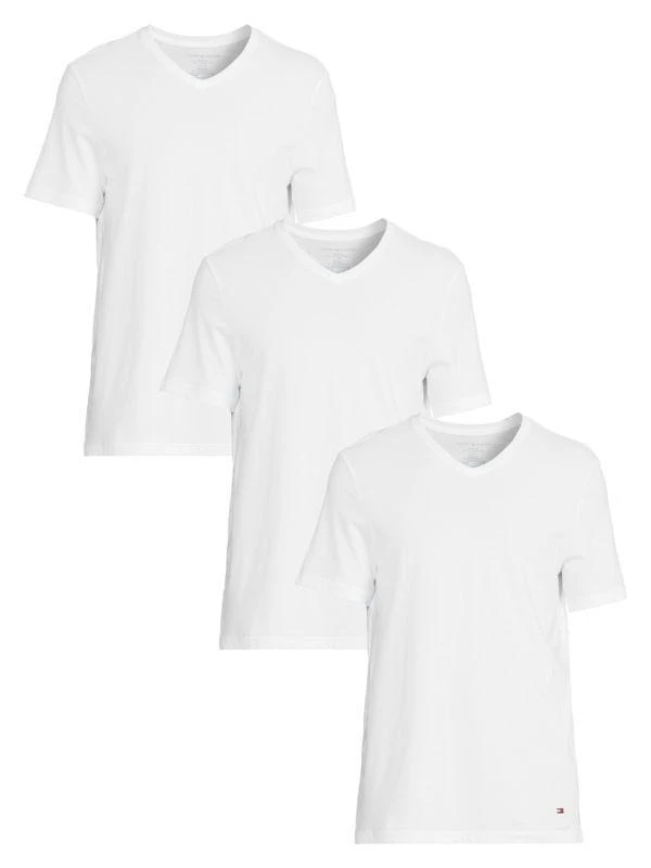 商品Tommy Hilfiger|汤米·希尔费格男士舒适棉质T恤V领  3件装 ,价格¥159,第1张图片