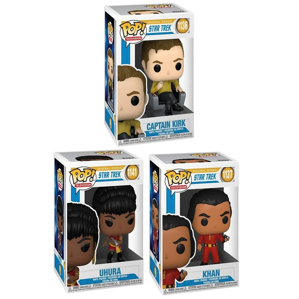 商品Funko|TV POP Star Trek Captain Kirk in Chair Khan and Uhura 3 Piece Collectors Set,价格¥268,第2张图片详细描述