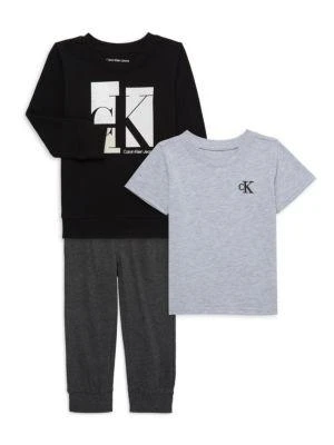 商品Calvin Klein|Baby Boy’s 3-Piece Sweatshirt, Tee & Joggers Set,价格¥119,第1张图片
