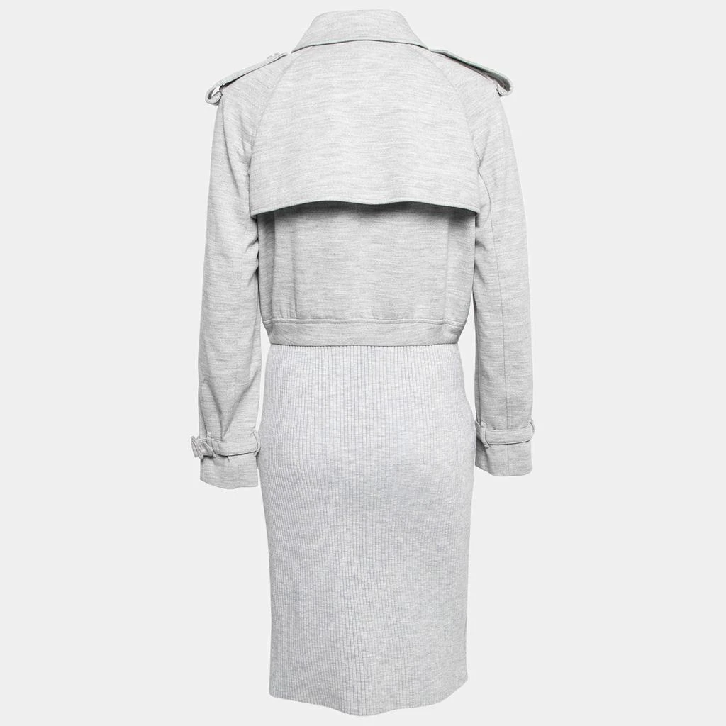 商品[二手商品] Burberry|Burberry Grey Wool Rib Knit Double Breasted Zip Front Coat S,价格¥4849,第2张图片详细描述
