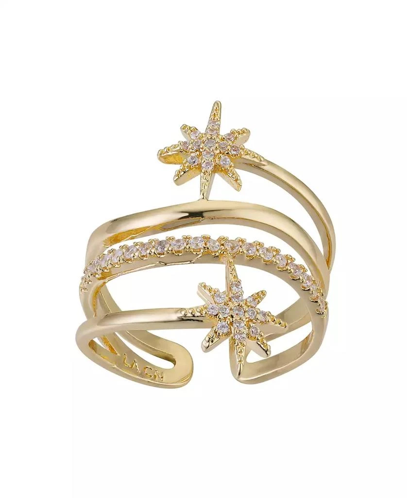 商品Unwritten|14K Gold Flash Plated Cubic Zirconia Star Adjustable Ring,价格¥266,第1张图片