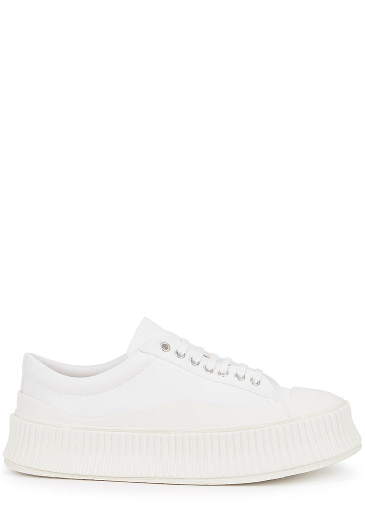 White flatform canvas sneakers商品第1张图片规格展示