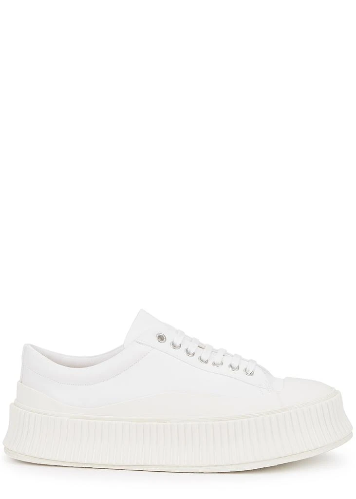 商品Jil Sander|White flatform canvas sneakers,价格¥1924,第1张图片