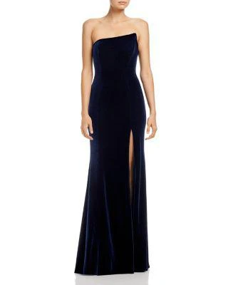 商品AQUA|Asymmetric Strapless Velvet Gown - 100% Exclusive,价格¥949,第1张图片