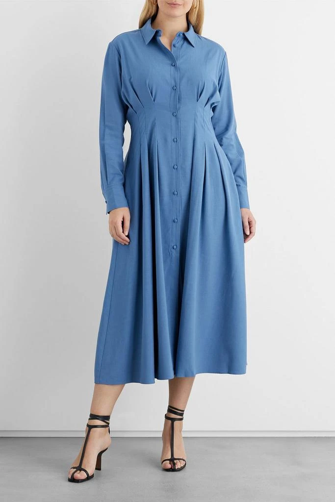 商品IRIS & INK|Charlotte pleated Lyocell-blend midi shirt dress,价格¥1823,第5张图片详细描述