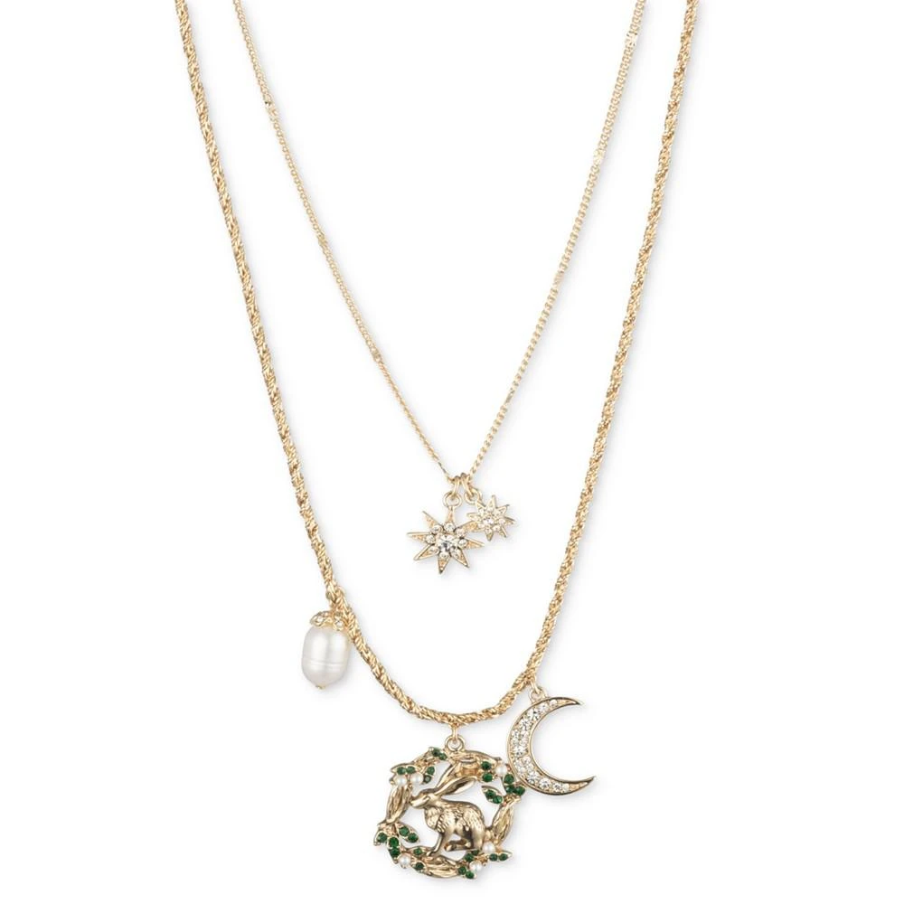 商品MARCHESA|Gold-Tone Crystal, Imitation & Freshwater Pearl Bunny Wreath Layered Pendant Necklace, 16" + 3" extender,价格¥125,第1张图片