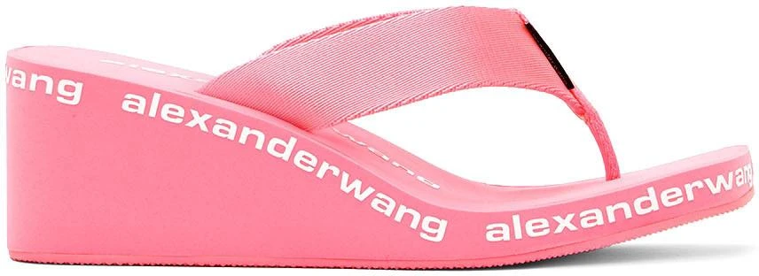 商品Alexander Wang|Pink AW Wedge Flip Flop Sandals,价格¥1157,第1张图片