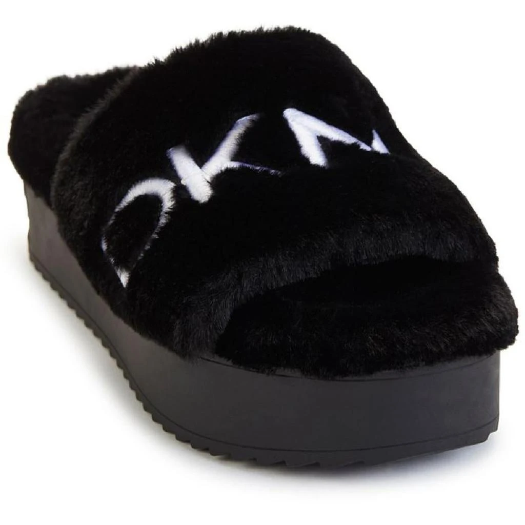 商品DKNY|DKNY Womens Palz Faux Fur Fluorescent Slide Slippers,价格¥266,第1张图片