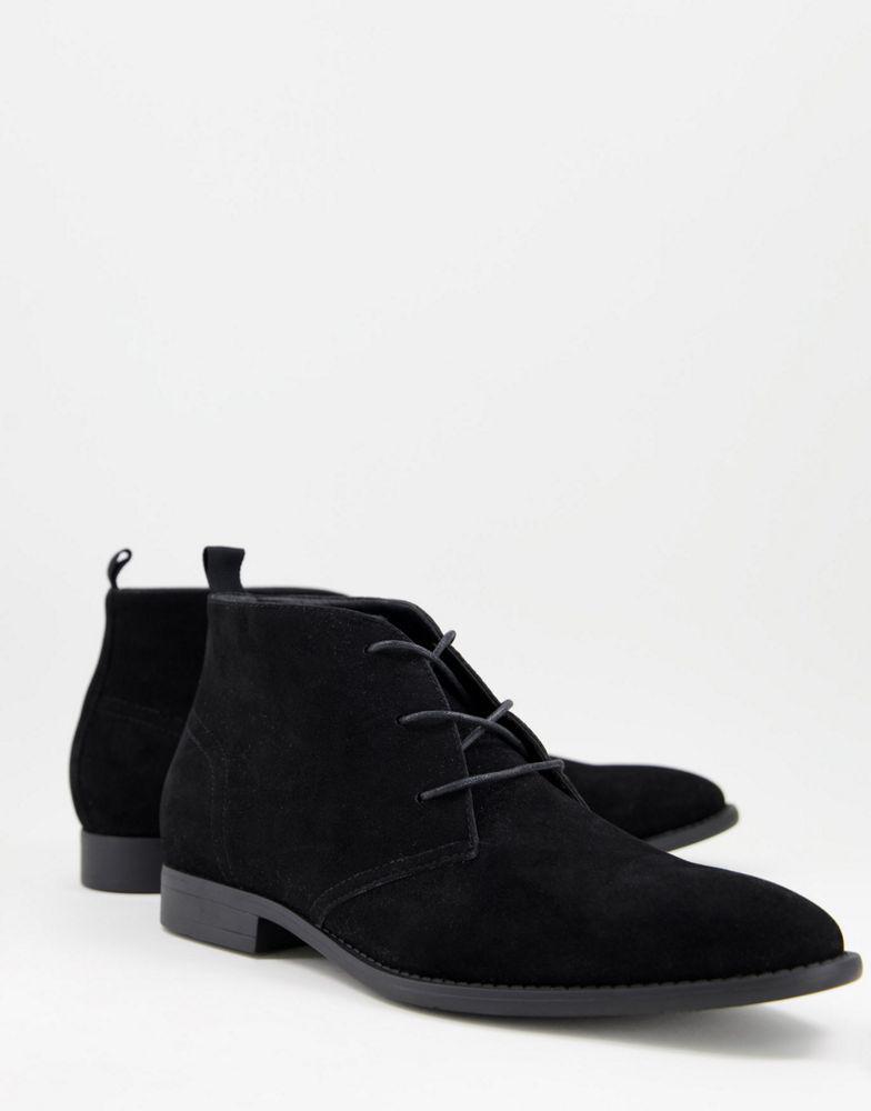 商品ASOS|ASOS DESIGN chukka boots in black faux suede,价格¥268,第1张图片