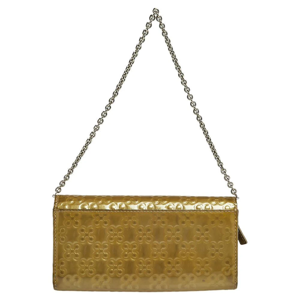 商品[二手商品] Coach|Coach Olive Green Patent Leather Continental Wallet on Chain,价格¥809,第4张图片详细描述