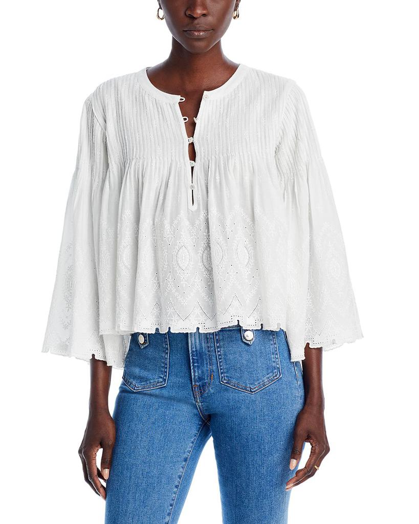 Qimby Cotton Open Embroidery Top – On Sale Now with Up to 40