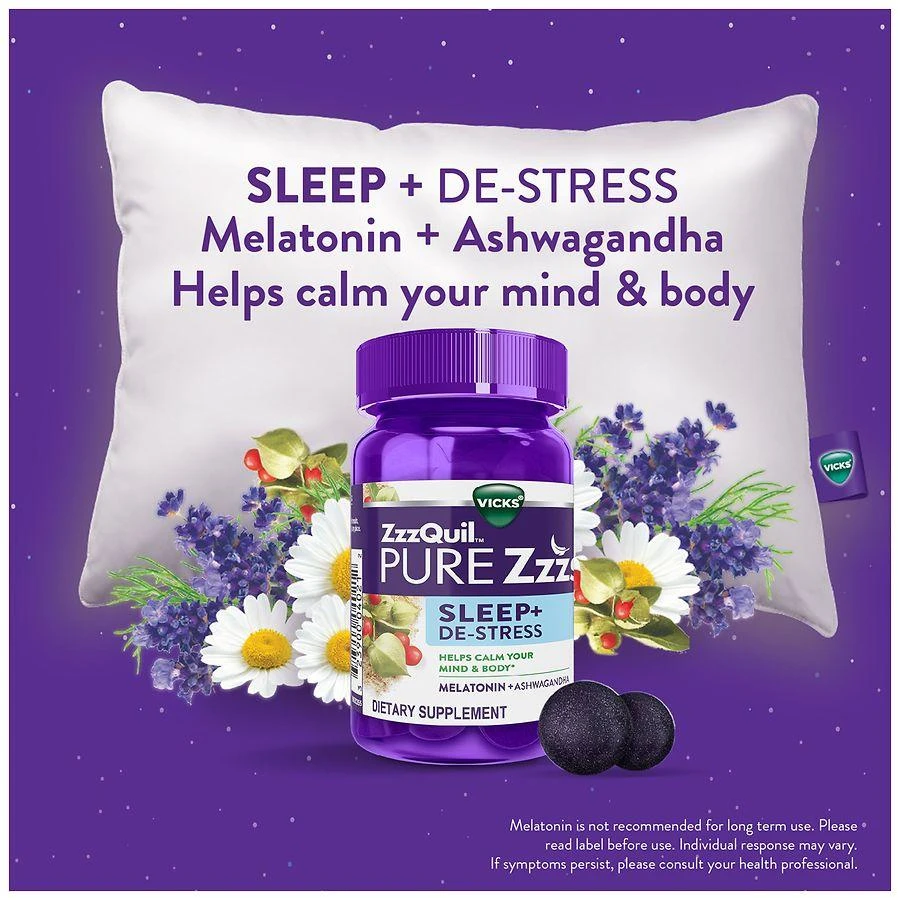 商品PURE Zzzs|De-Stress Melatonin Sleep Aid Gummies, Dietary Supplement, 1mg Blackberry Vanilla,价格¥134,第4张图片详细描述