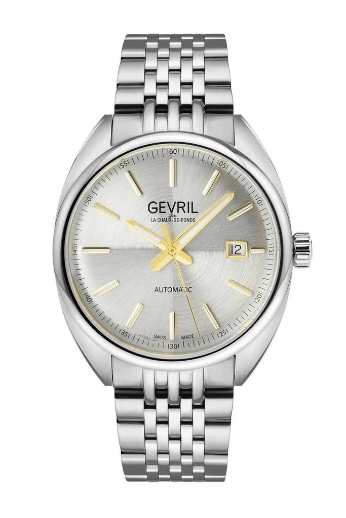 商品Gevril|Five Points Silver Dial Stainless Steel Bracelet Watch, 44.5 mm,价格¥5187,第1张图片