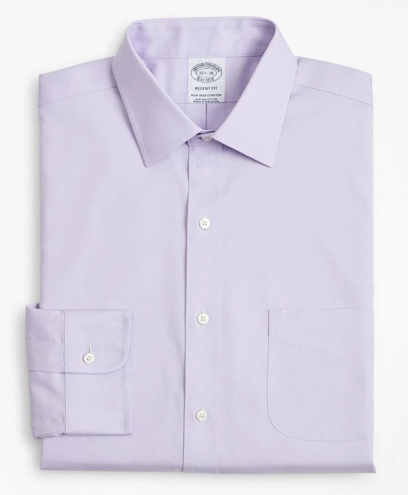 商品Brooks Brothers|Stretch Regent Regular-Fit  Dress Shirt, Non-Iron Pinpoint Ainsley Collar,价格¥616,第4张图片详细描述