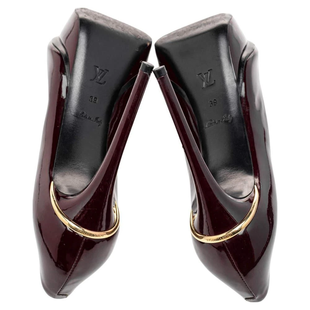 Louis Vuitton Burgundy Patent Leather Eyeline Peep Toe Platform Pumps Size 39 商品