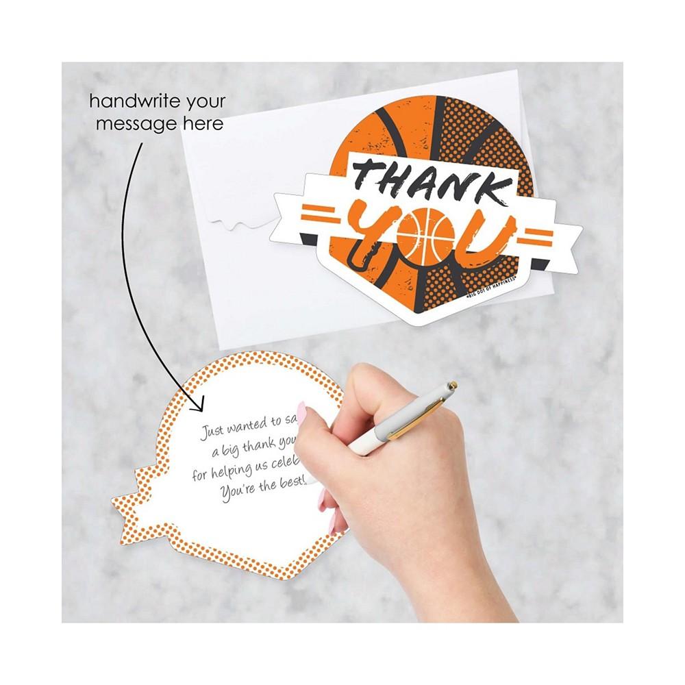Basketball - Let the Madness Begin - Shaped Thank You Cards - College Basketball Party Thank You Cards with Envelopes - Set of 12商品第2张图片规格展示
