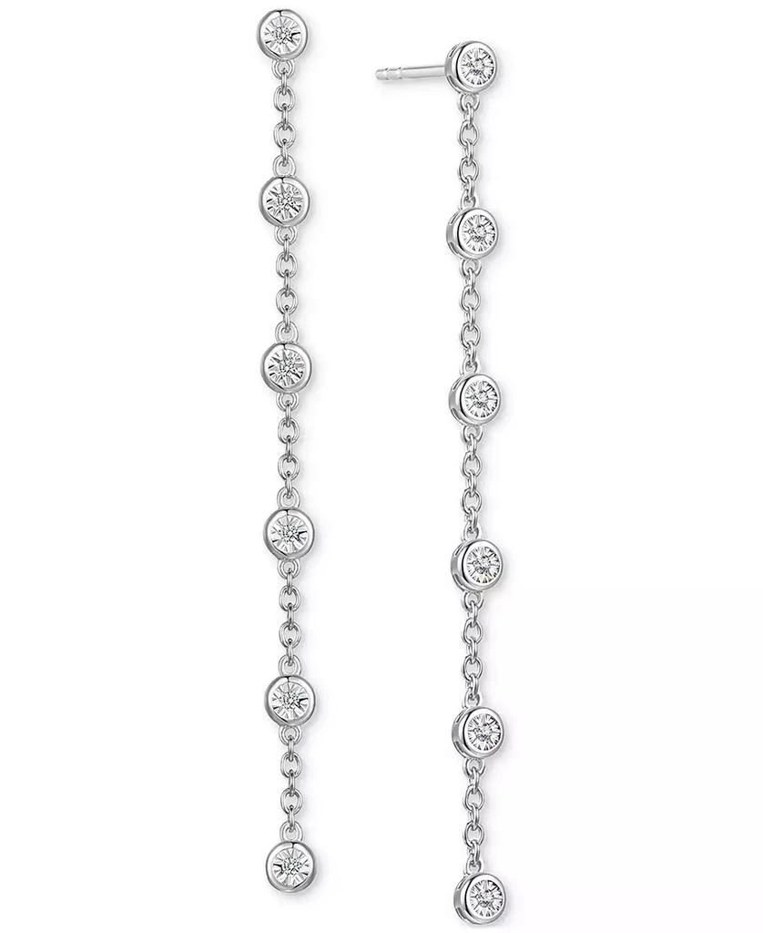 商品Macy's|3-Pc. Set Diamond Station Collar Necklace, Bracelet & Linear Drop Earrings (1/5 ct. t.w.) in Sterling Silver,价格¥741,第4张图片详细描述