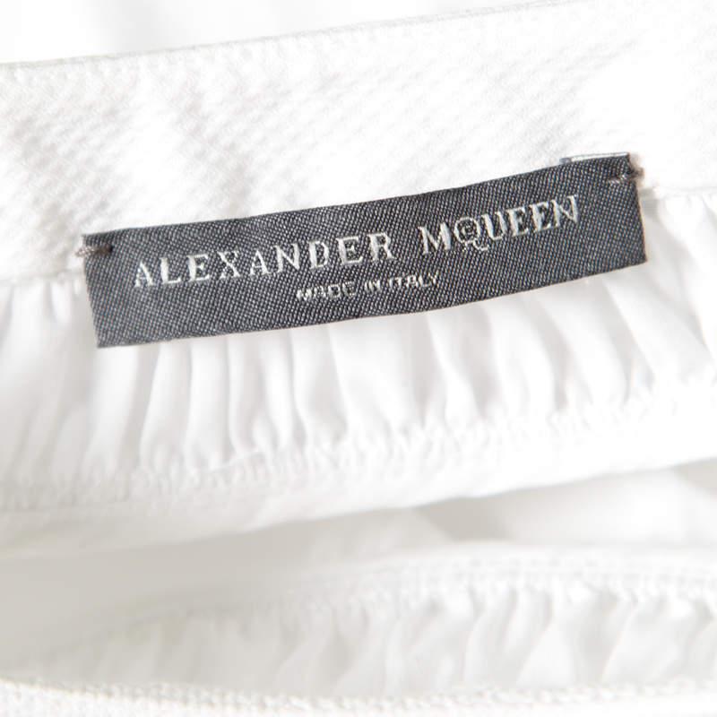 Alexander McQueen White Ruffled Gathered Trim Detail Long Sleeve Blouse M商品第5张图片规格展示