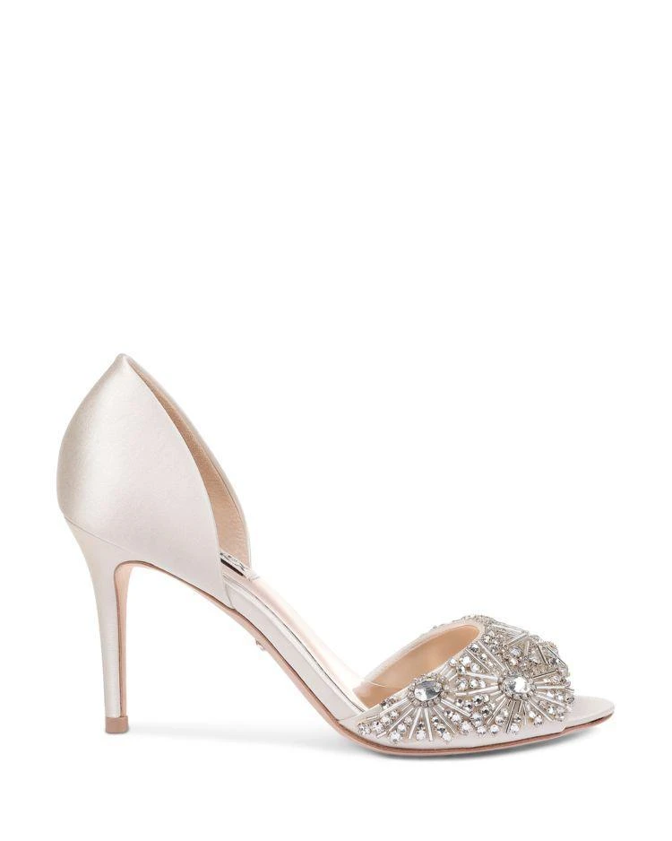 商品Badgley Mischka|Women's Maria Embellished Satin Peep Toe Pumps,价格¥609,第2张图片详细描述
