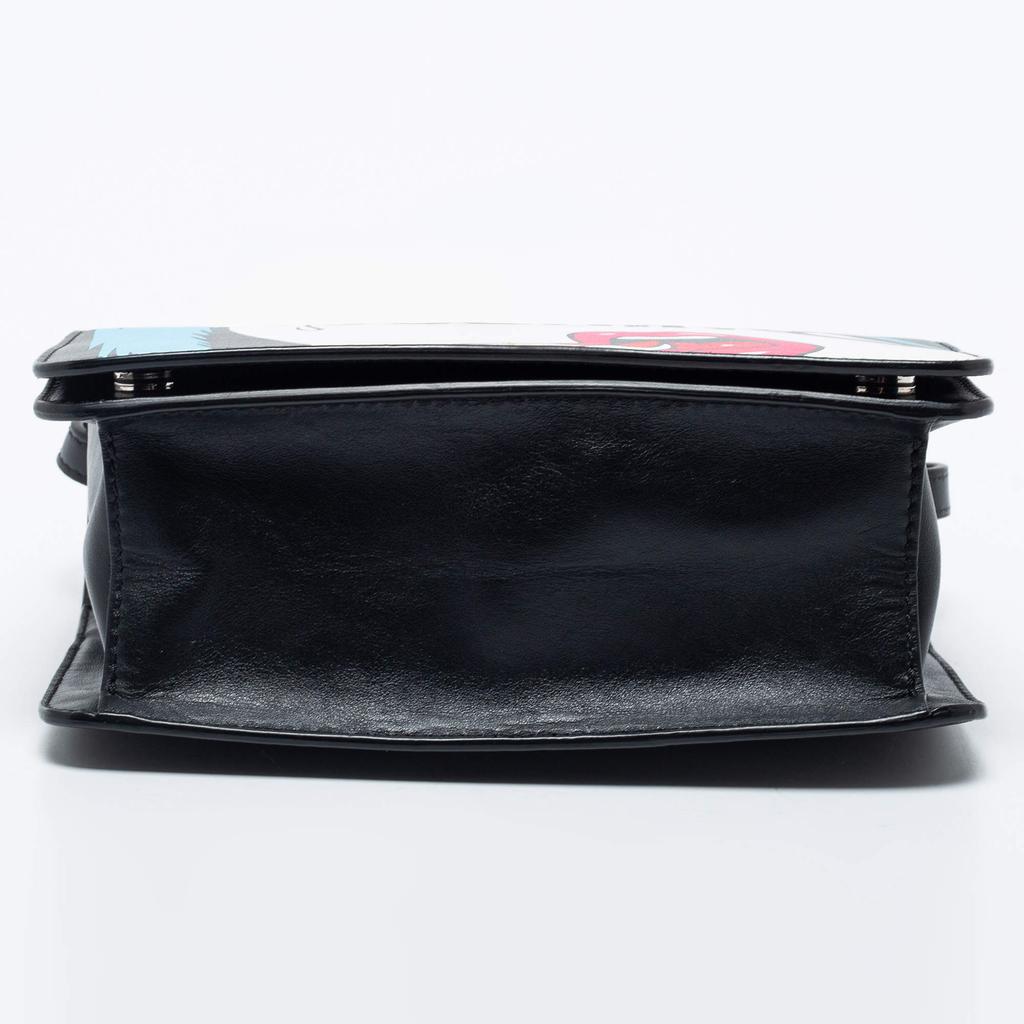 Moschino Black Leather Eyes Capsule Flap Crossbody Bag商品第6张图片规格展示