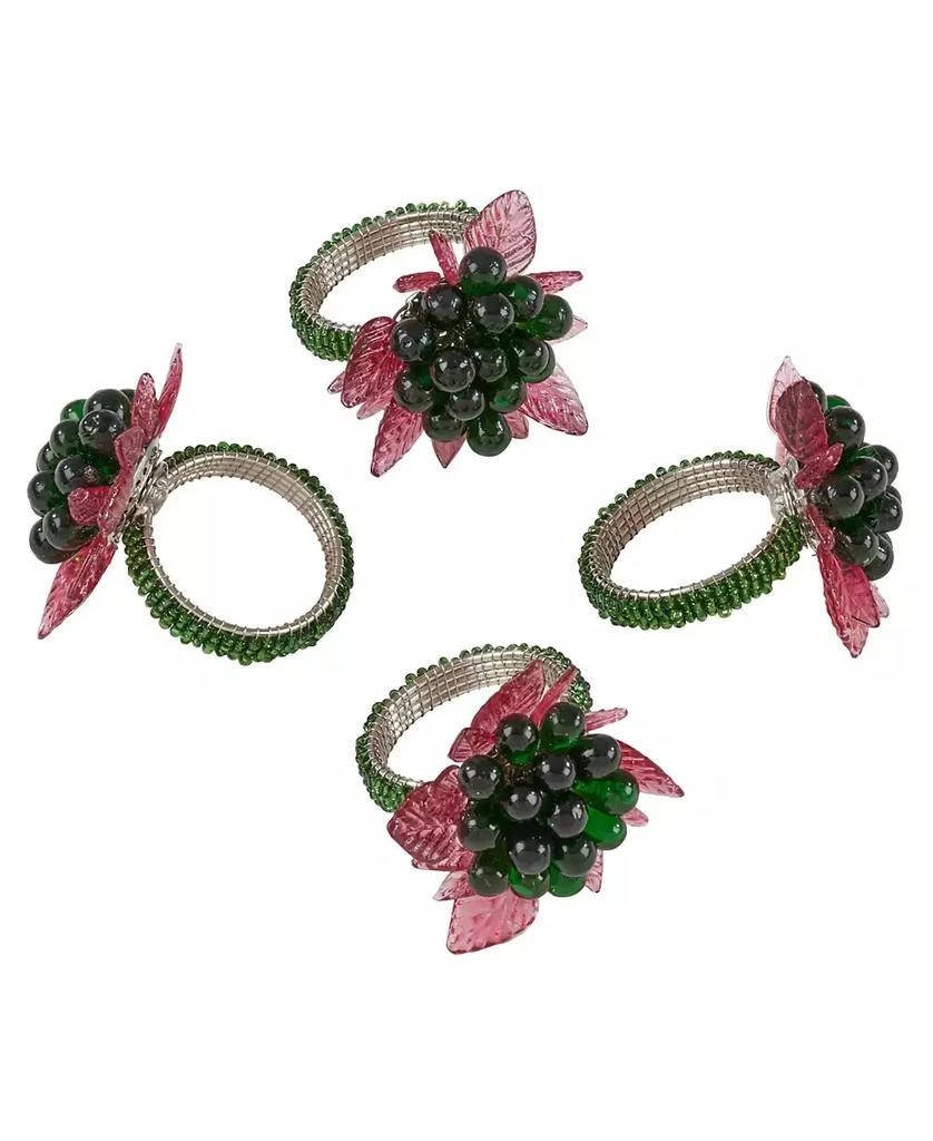 商品Saro Lifestyle|Flower and Leaves Design Beaded Napkin Ring, Set of 4,价格¥133,第3张图片详细描述