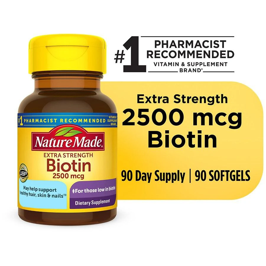 商品Nature Made|Extra Strength Biotin 2500 mcg Softgels,价格¥150,第3张图片详细描述