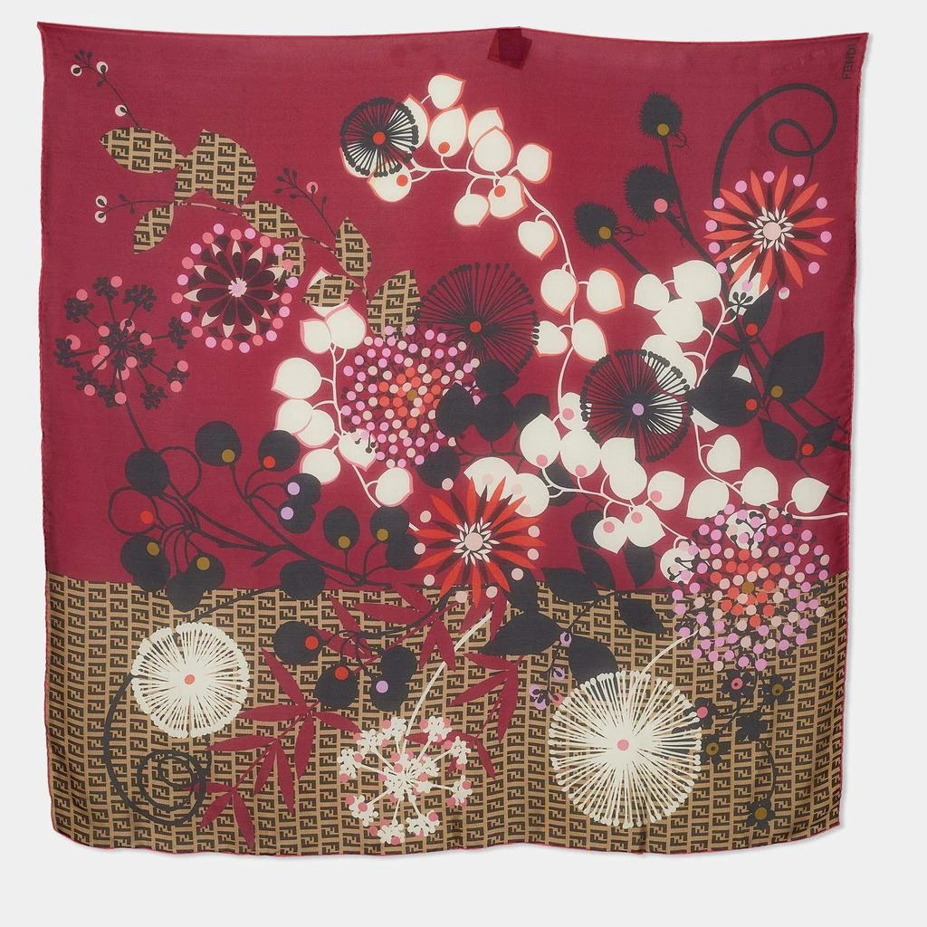 商品[二手商品] Fendi|Fendi Multicolor Floral Print Silk Scarf,价格¥1454,第1张图片