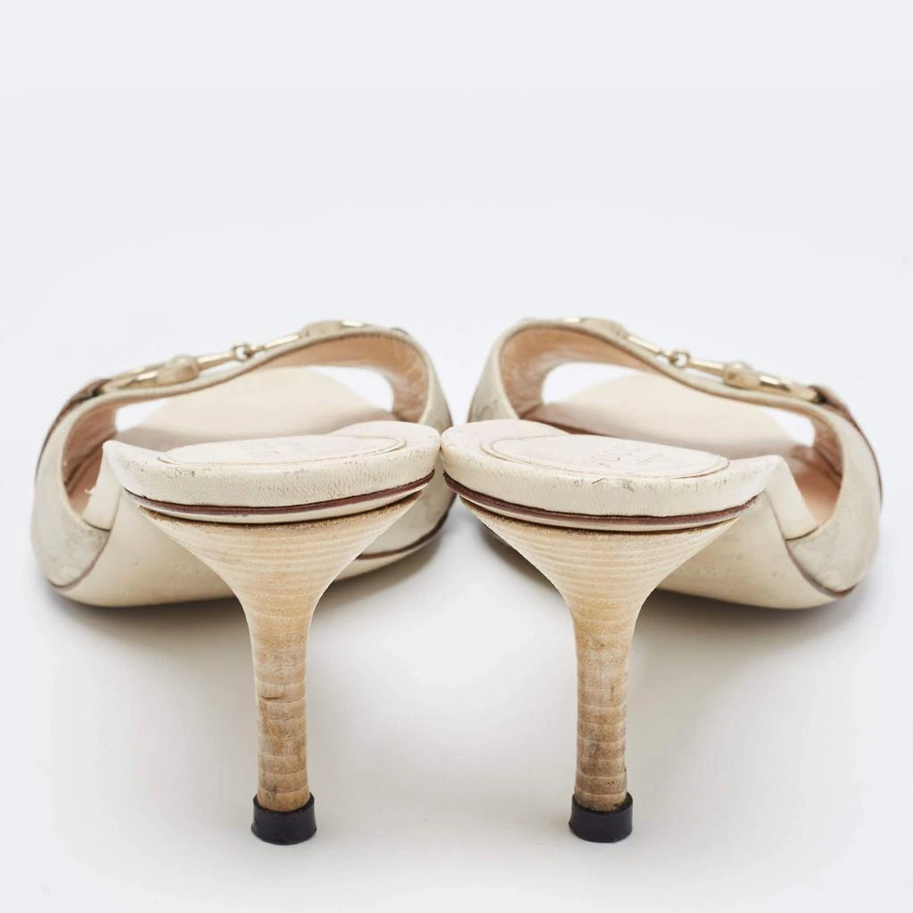 商品[二手商品] Gucci|Gucci Cream Leather Hollywood Horsebit Slides Size 38.5,价格¥1586,第5张图片详细描述