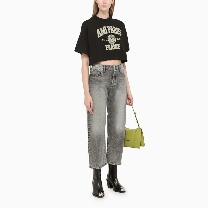 Cropped black t-shirt with logo商品第2张图片规格展示