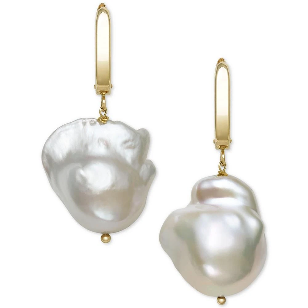 商品Belle de Mer|Cultured Baroque Pearl (14-15mm) Drop Earrings in 14k Gold, Created for Macy's,价格¥5607,第1张图片