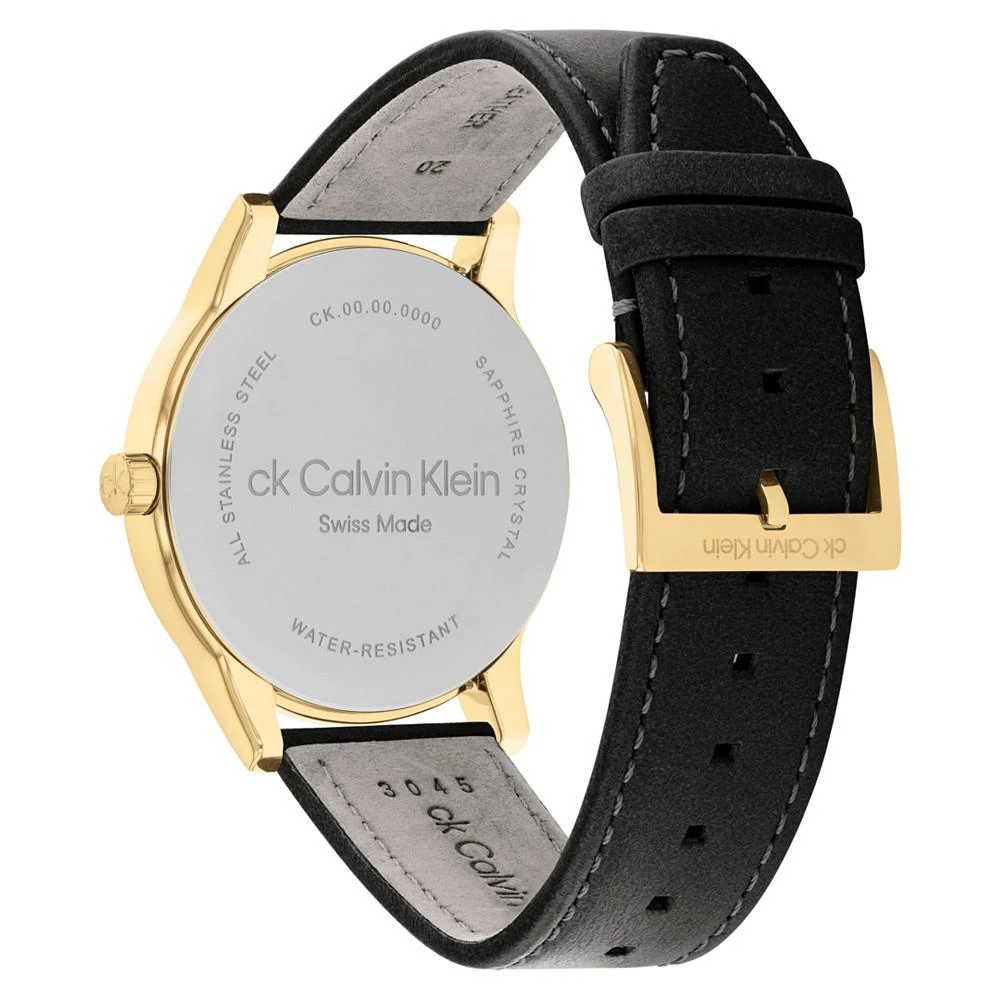 商品Calvin Klein|Men's Swiss Dressed Black Leather Strap Watch 40mm,价格¥1449,第3张图片详细描述