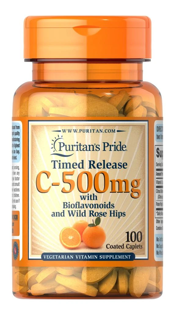 商品Puritan's Pride|Vitamin C 500 mg Time Release & Rose Hips,价格¥108-¥216,第1张图片