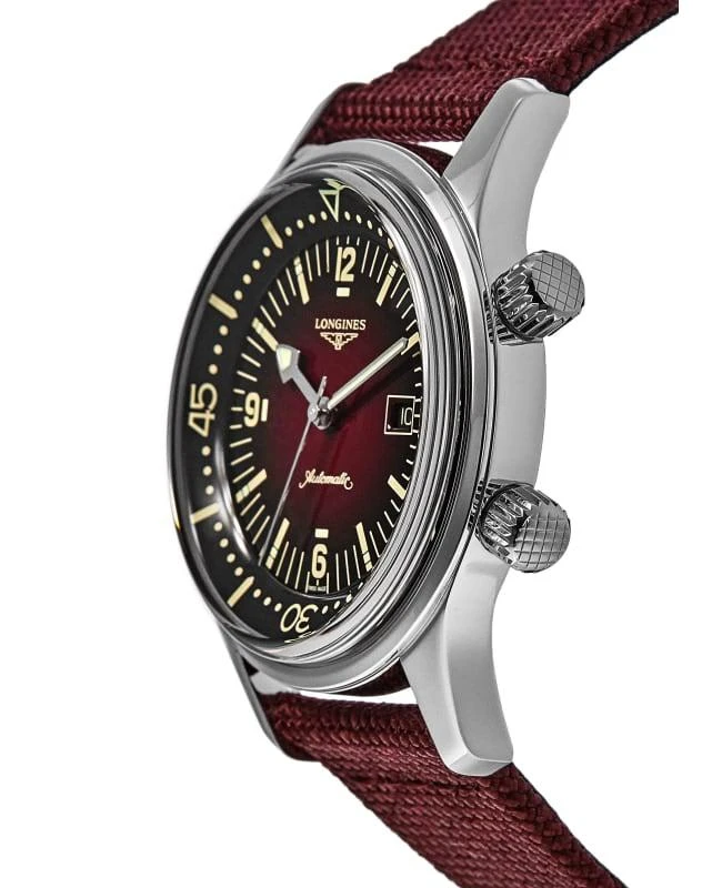 商品Longines|Longines Legend Diver Bordeaux Dial Fabric Strap Women's Watch L3.374.4.40.2,价格¥14734,第2张图片详细描述