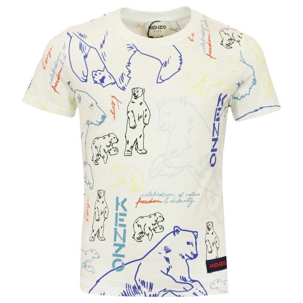White Polar Bear Pattern Short Sleeved T Shirt商品第1张图片规格展示