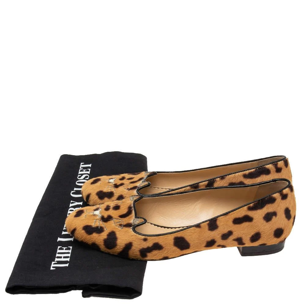  Charlotte Olympia Brown leopard Print  Cat Ballet Flats Size 37.5 商品