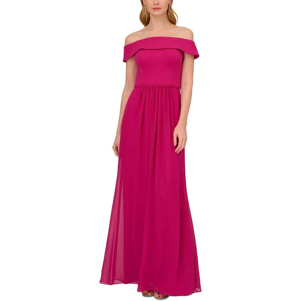 商品Adrianna Papell|Adrianna Papell Womens Chiffon Off-The-Shoulders Evening Dress,价格¥188,第4张图片详细描述